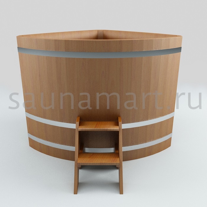 Купель угловая из дуба 1.0 х1.0 х1.2 с полимерным покрытием мореная Купель угловая из дуба 1.0 х1.0 х1.2 с полимерным покрытием мореная